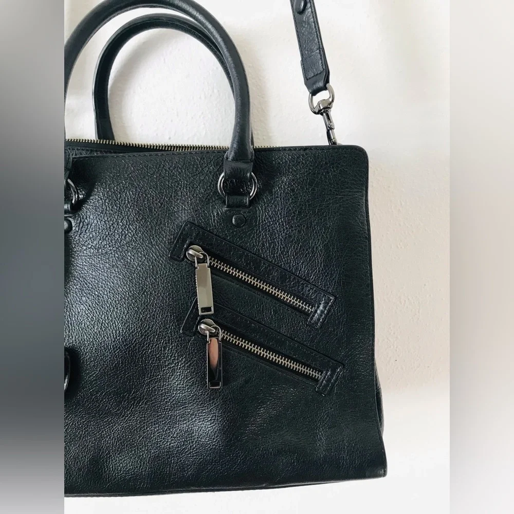 rebecca minkoff black leather jamie satchel /crossbody purse